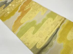 リサイクル　川島織物製　ヱ霞に雲・色紙散らし模様織出し袋帯